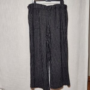 Time And Tru Linen Blend Black White Pants Large (12-14)